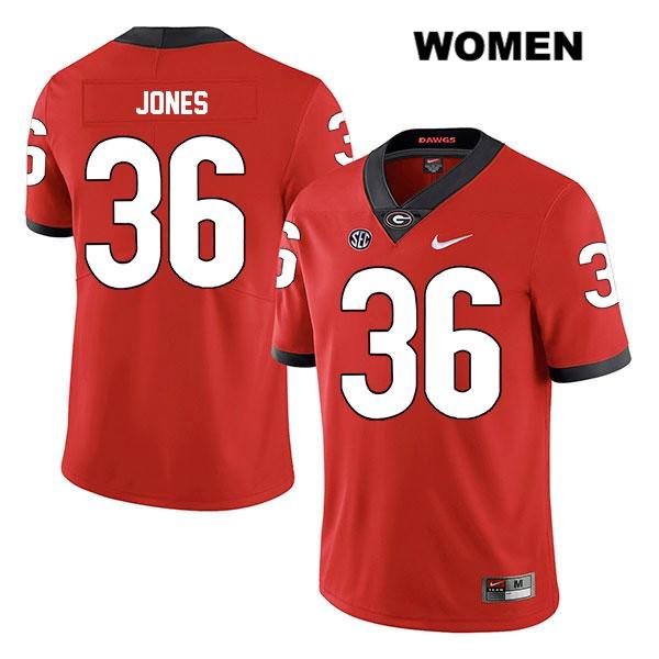 Georgia Bulldogs Women's Garrett Jones #36 NCAA Legend Authentic Red Nike Stitched College Football Jersey HXU6656VN